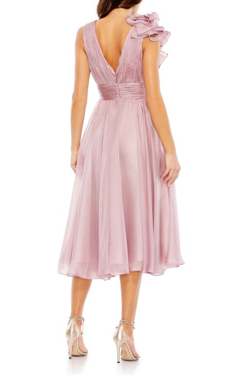 Mac Duggal Plunging Ruffled A-line Cocktail Dress In Rose