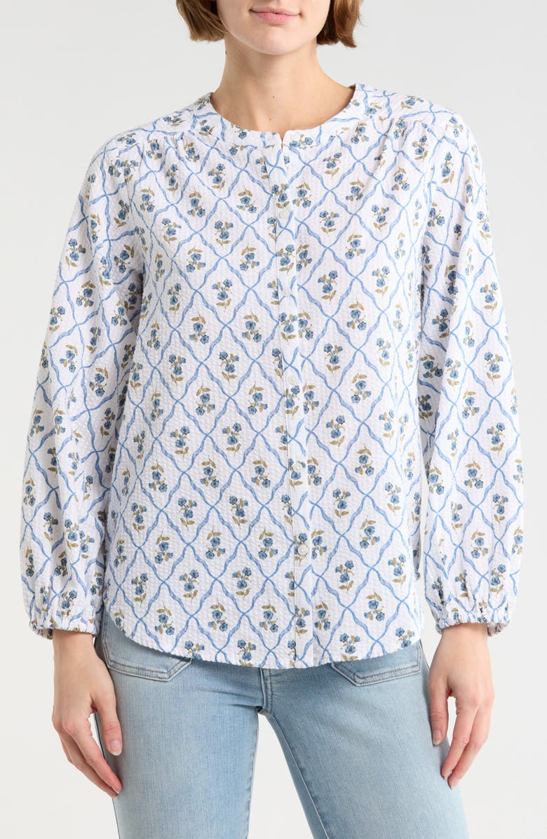 Lucky Brand Print Button-Up Shirt, Main, color, Blue Floral