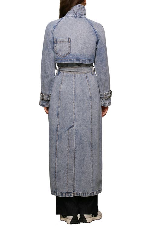 Avec Les Filles Relaxed Maxi Denim Trench Coat In Blue