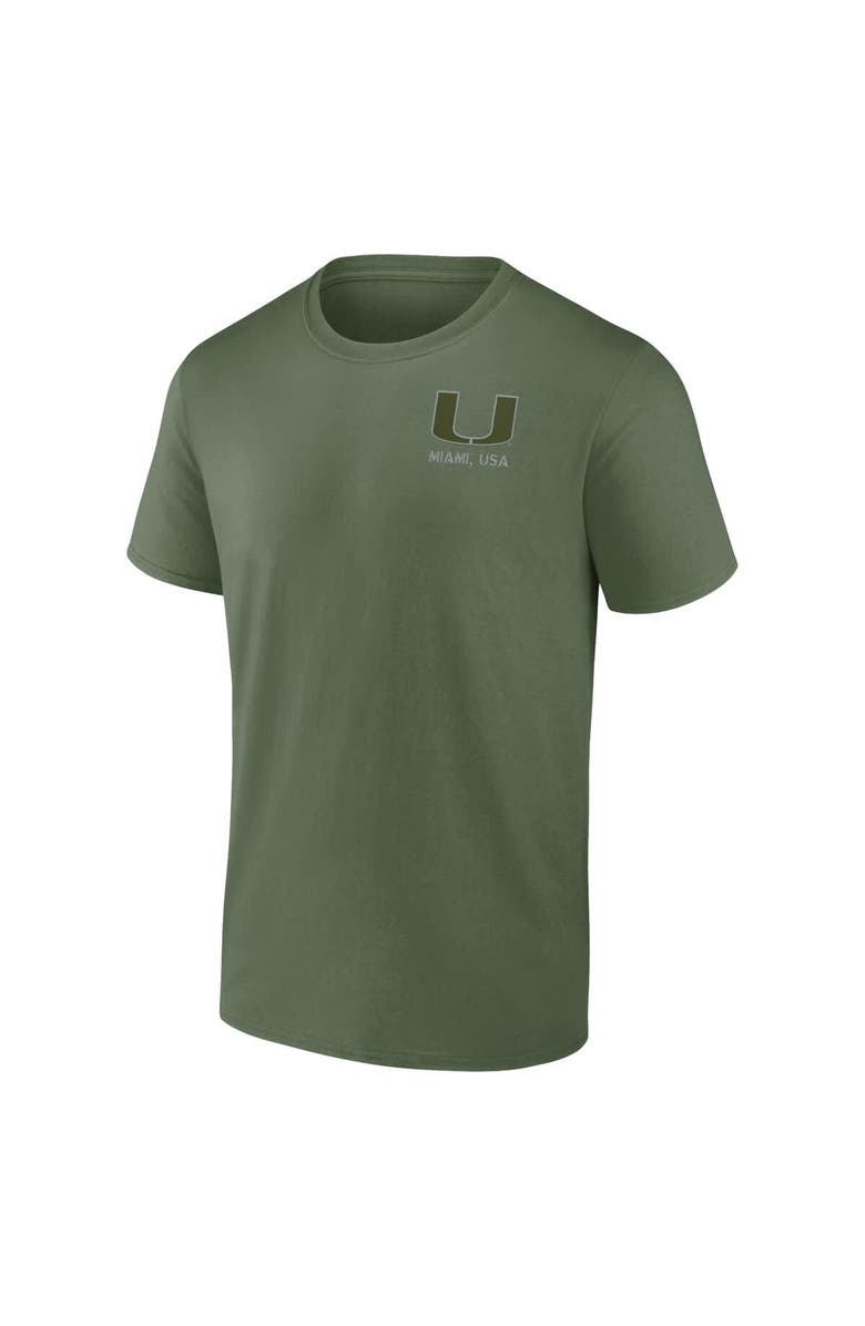 FANATICS Men's Fanatics Olive Miami Hurricanes OHT Military Appreciation Base T-Shirt, Alternate, color, 