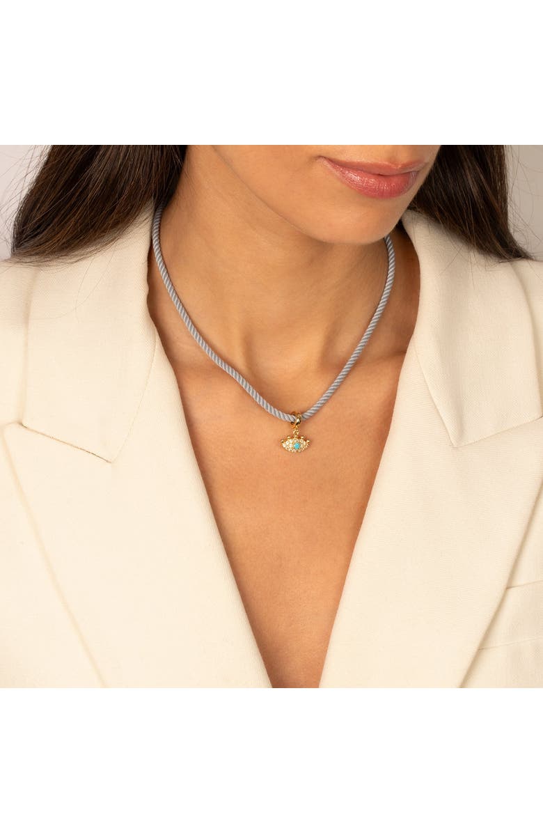 BY ADINA EDEN Turquoise CZ Evil Eye Charm, Alternate, color, Turquoise