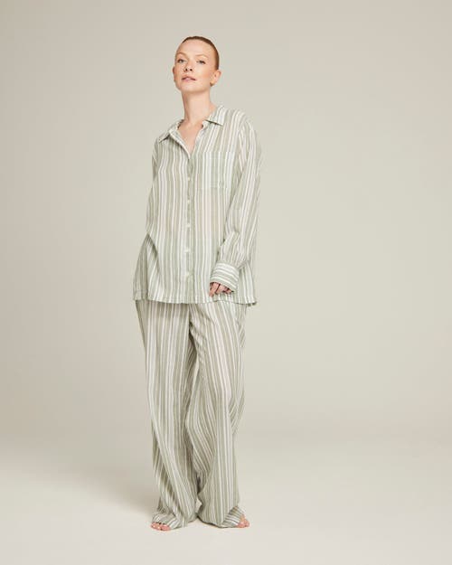 Nudea The Midi Shirt In Sage Stripe