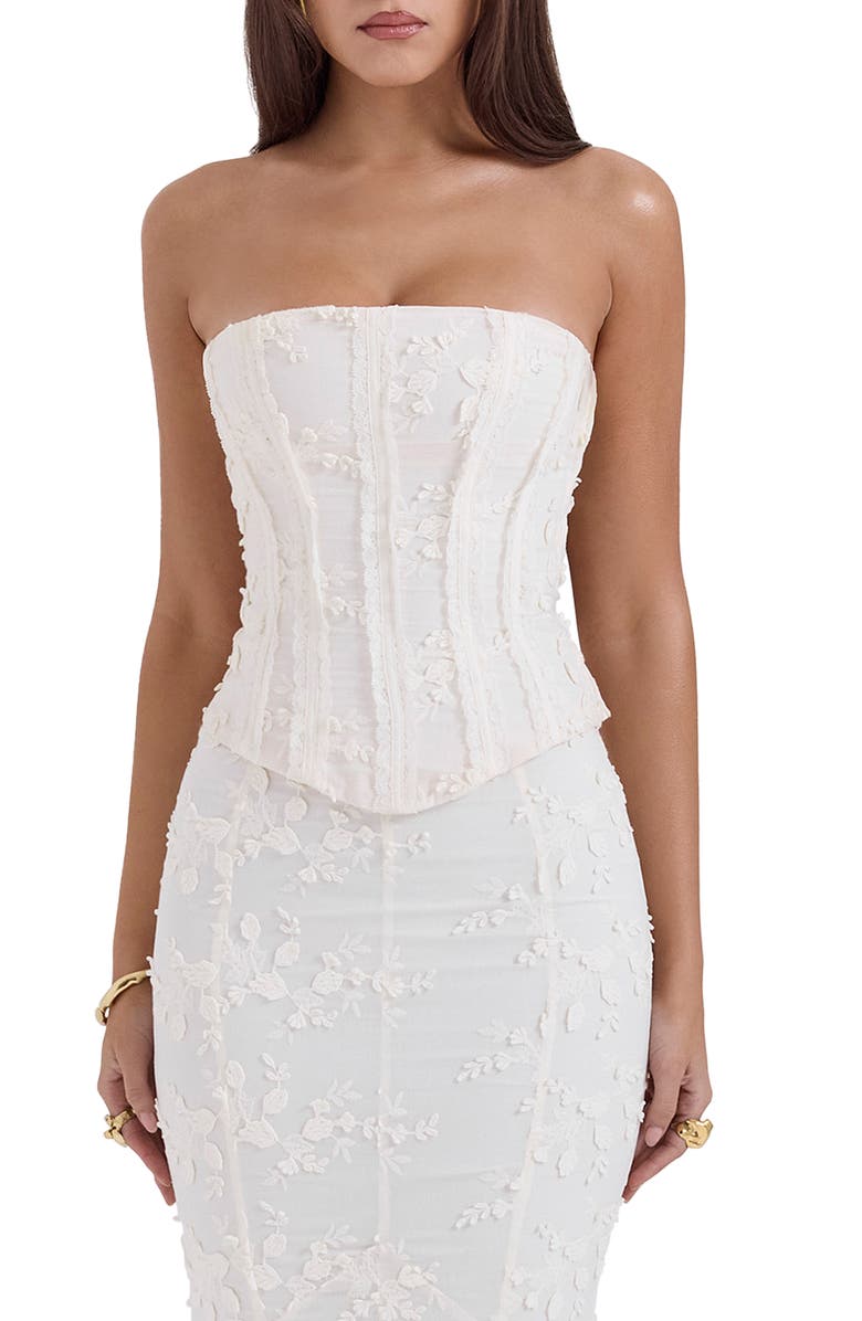 HOUSE OF CB Dakota Strapless Corset Top, Main, color, Ivory