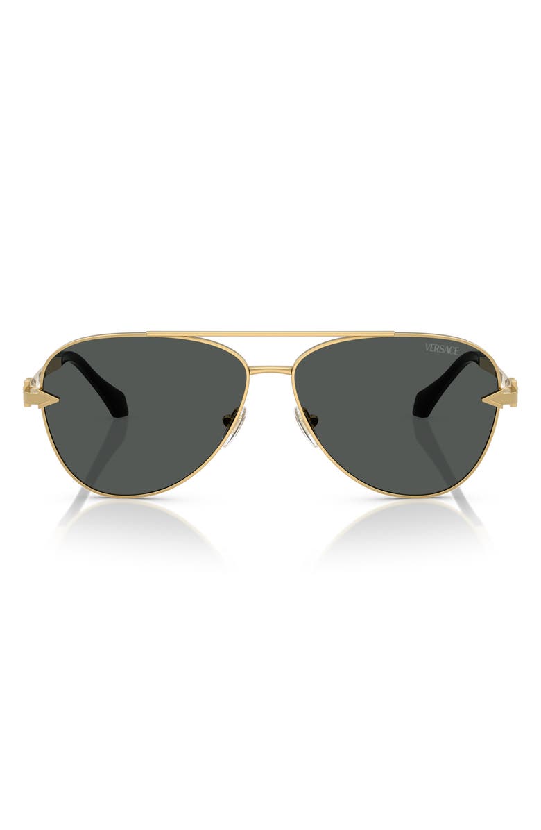 Versace 61mm Pilot Sunglasses, Main, color, Gold / Dark Grey
