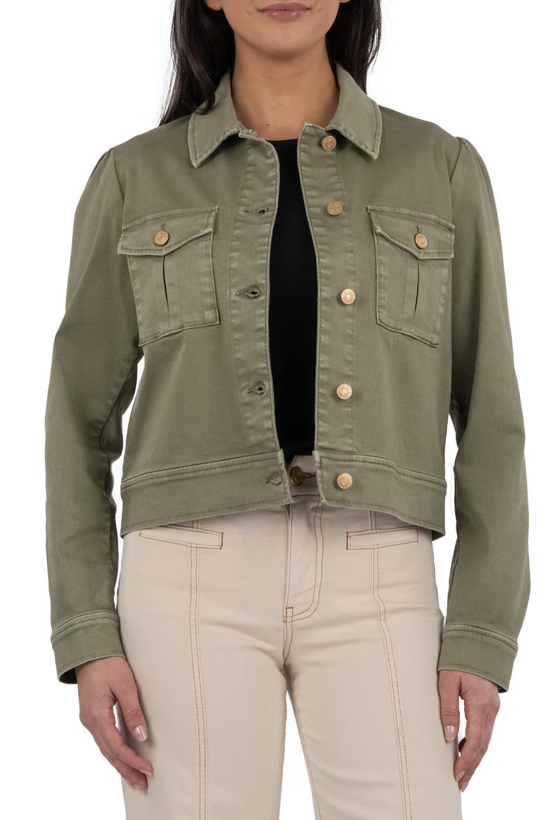 Jocelyn Denim Trucker Jacket, Main, color, SAGE GREEN