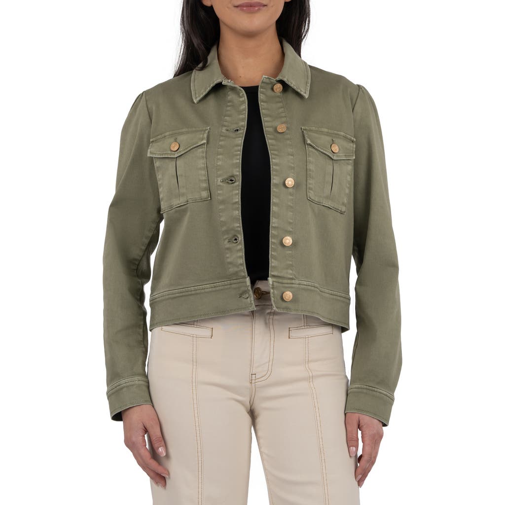 Kut From The Kloth Jocelyn Denim Trucker Jacket In Green