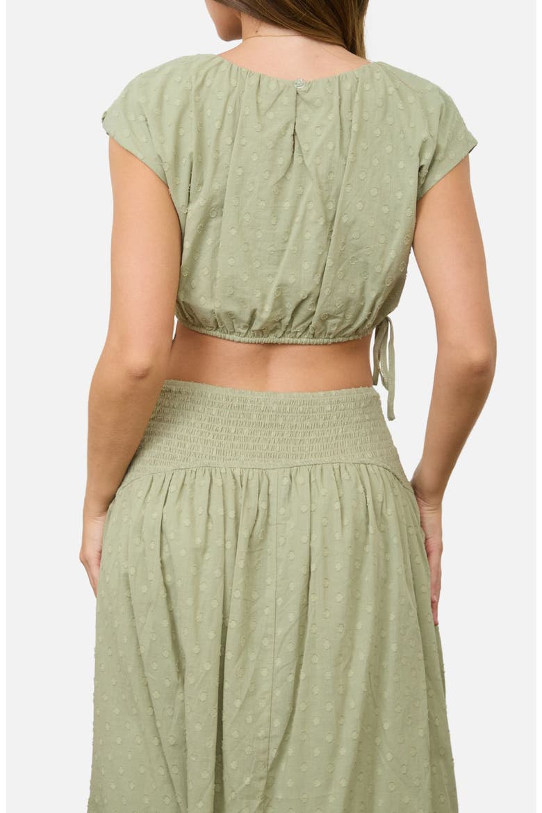 Side Tie Swiss Dot Crop Top, Alternate, color, OLIVE