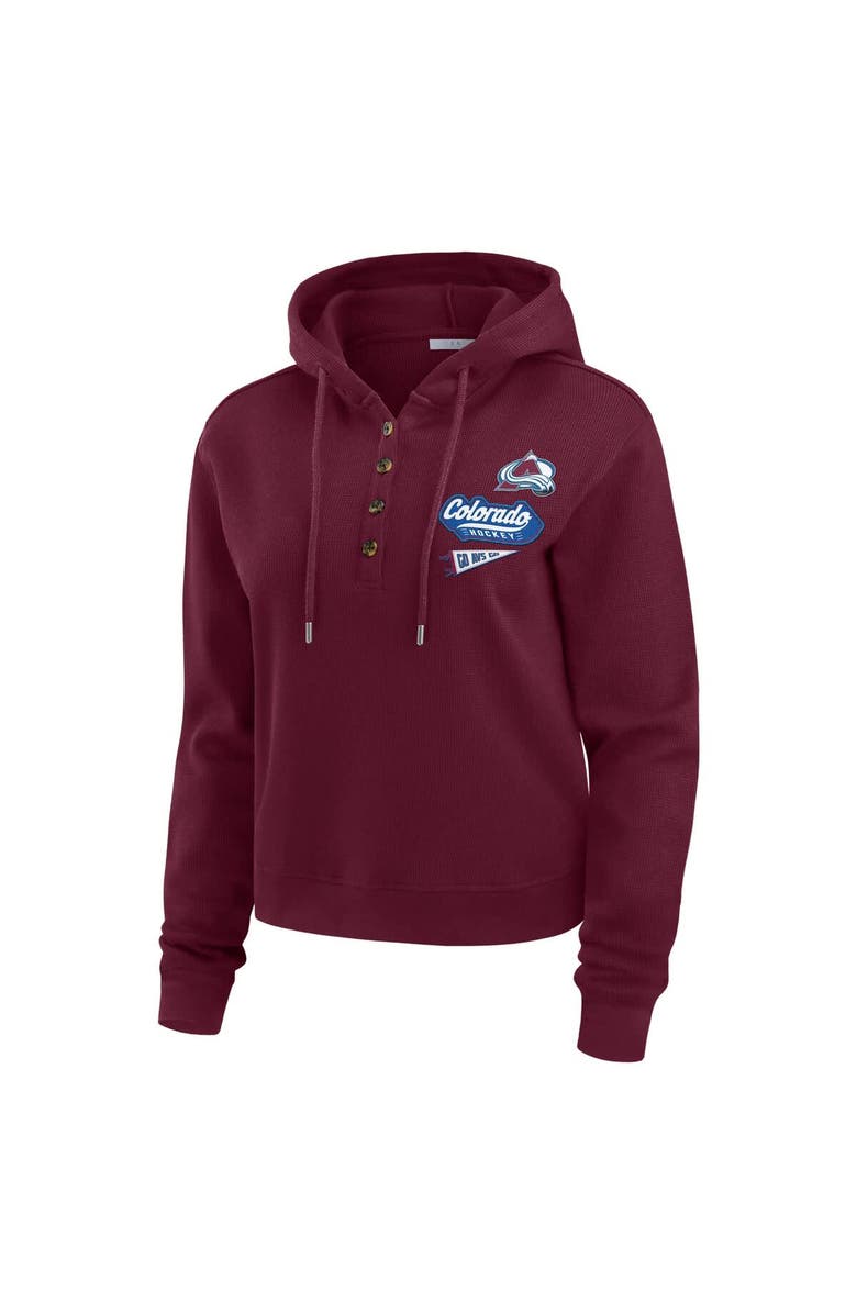 WEAR by Erin Andrews Women's WEAR by Erin Andrews  Burgundy Colorado Avalanche Waffle-Knit Pullover Hoodie, Alternate, color, 
