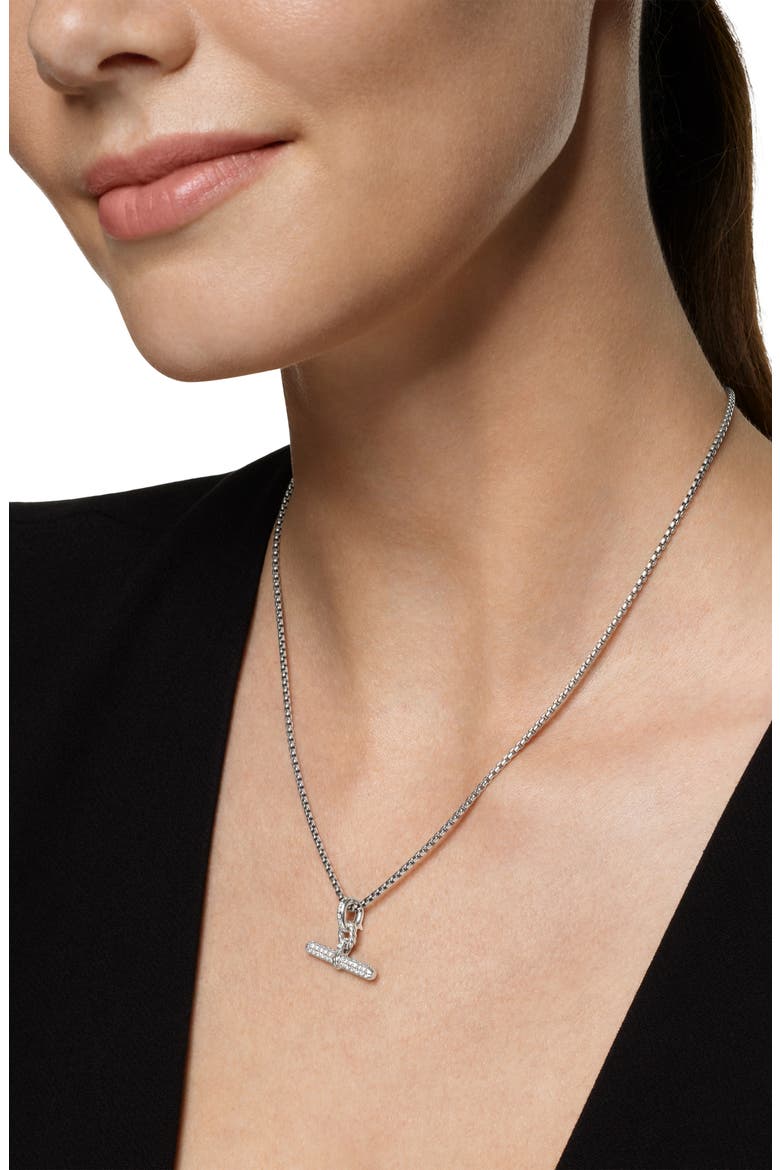 Madison® Toggle Pendant in Sterling Silver with Diamonds, 20mm, Alternate, color, DIAMOND/ SILVER