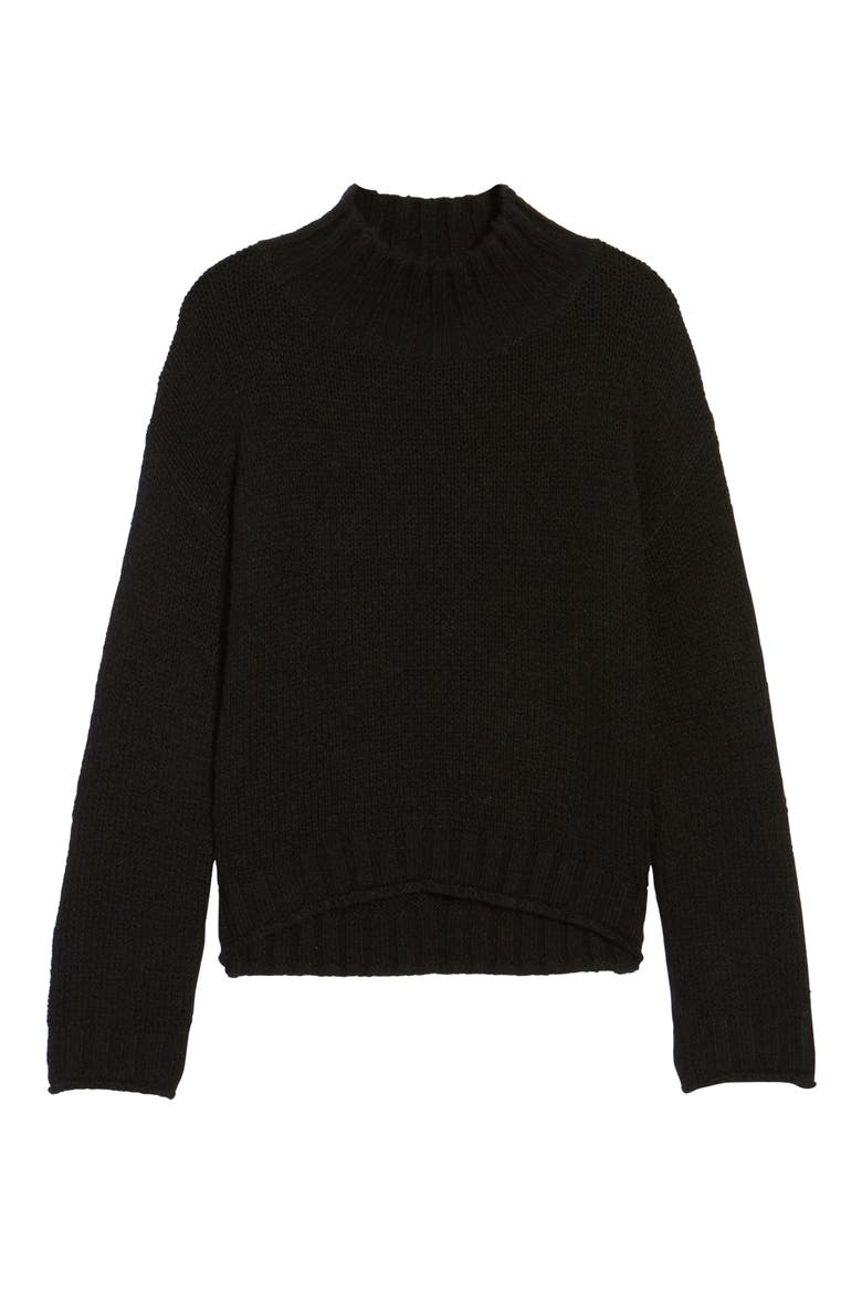 Cozy Mock Neck Sweater, Alternate, color, BLACK