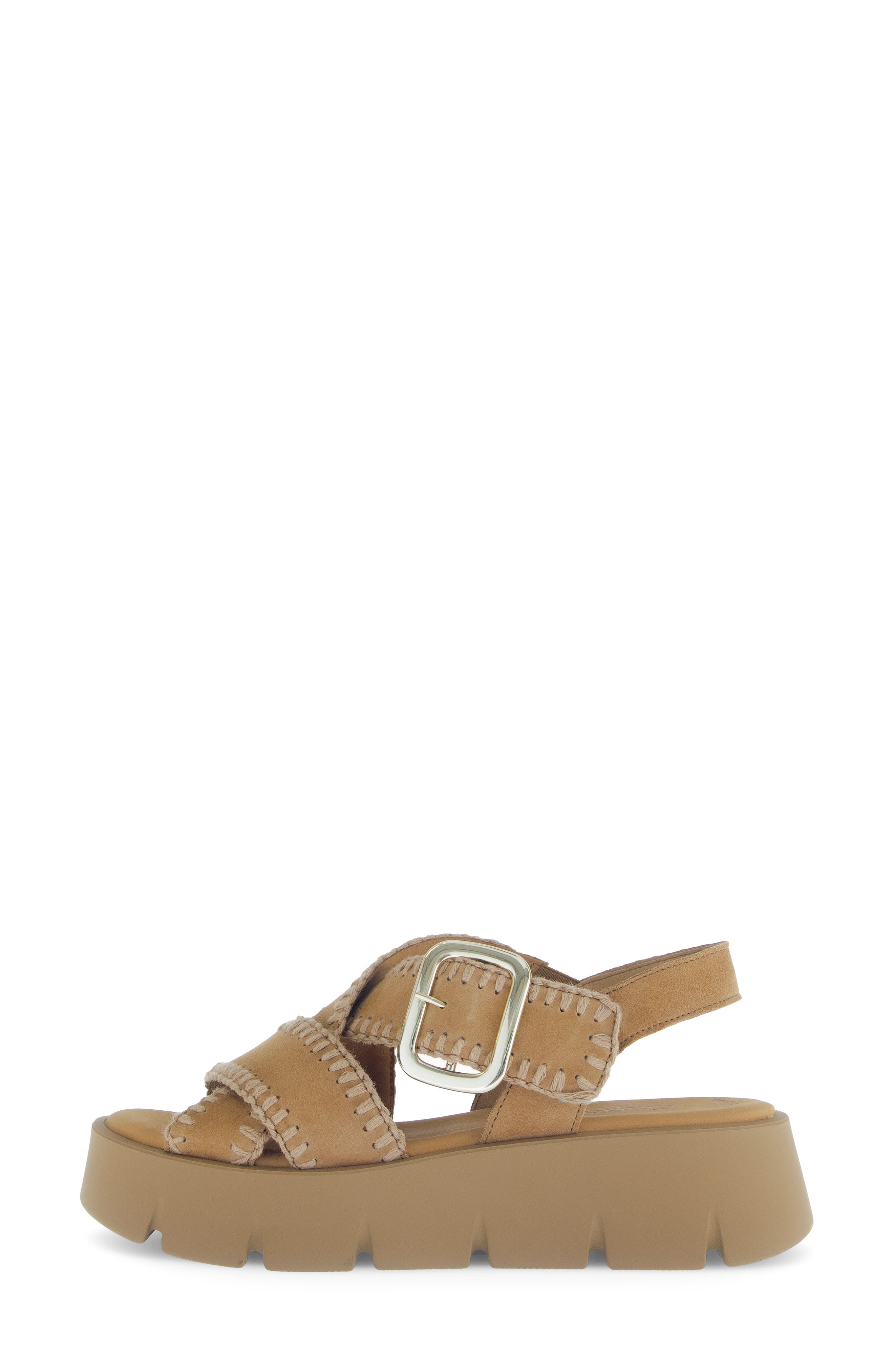 Gabor Crossover Slingback Wedge Sandal, Alternate, color, Walnut