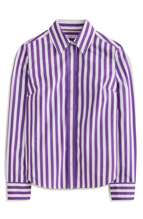 BODEN BODEN SIENNA STRIPE COTTON BUTTON-UP SHIRT 