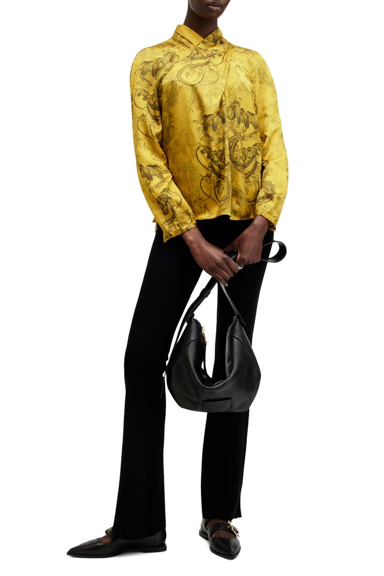 Zola Long Sleeve Satin Top, Alternate, color, HELENA GOLD YELLOW