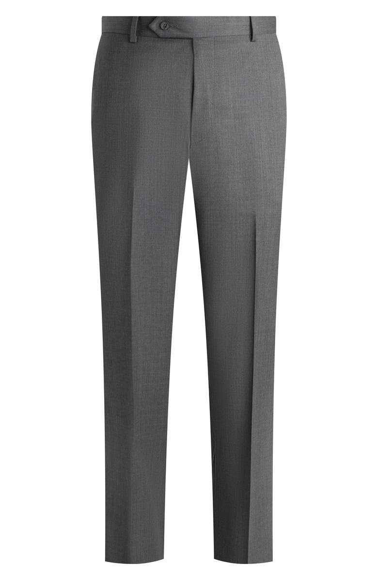Samuelsohn Flat Front Straight Leg Wool Dress Pants, Alternate, color, Mid Grey