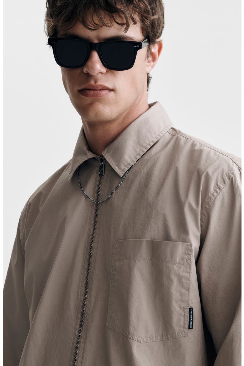 Zip Front Cotton Overshirt, Alternate, color, SHITAKE