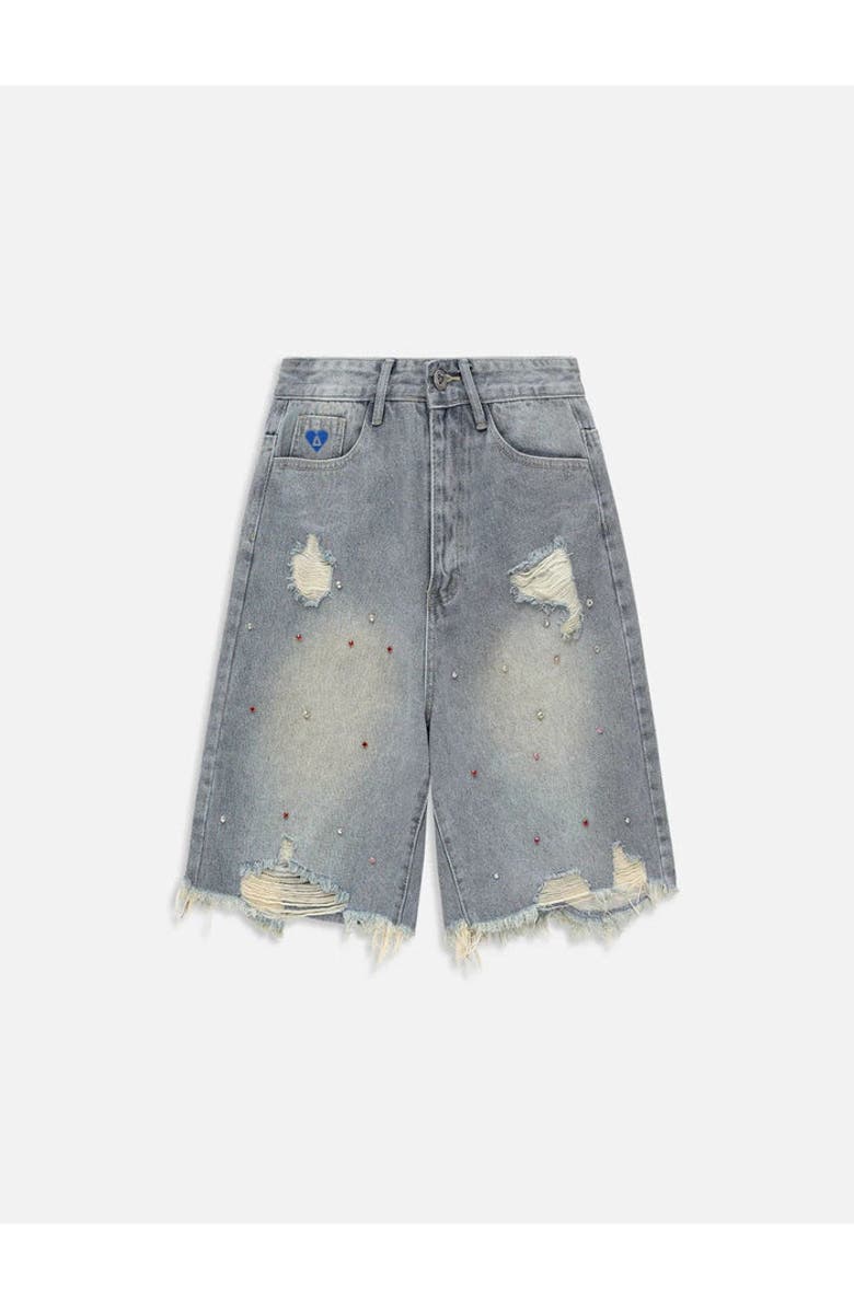 AELFRIC EDEN Rhinestone Application Jorts, Main, color, Blue