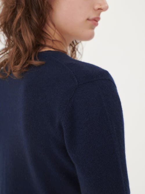 Gobi Mongolian Cashmere V-neck Cardigan In True Navy
