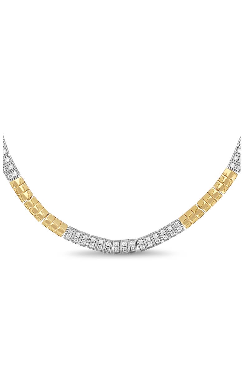 18K Gold Cleo Half Diamond Tennis Necklace, Alternate, color, 18KWY GOLD