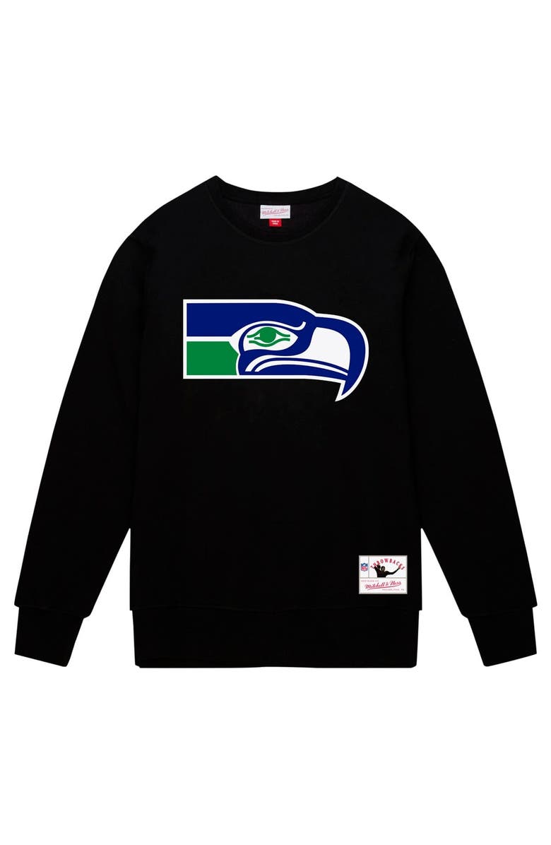 Men's Mitchell & Ness Black Seattle Seahawks Basic Fleece Pullover Sweatshirt