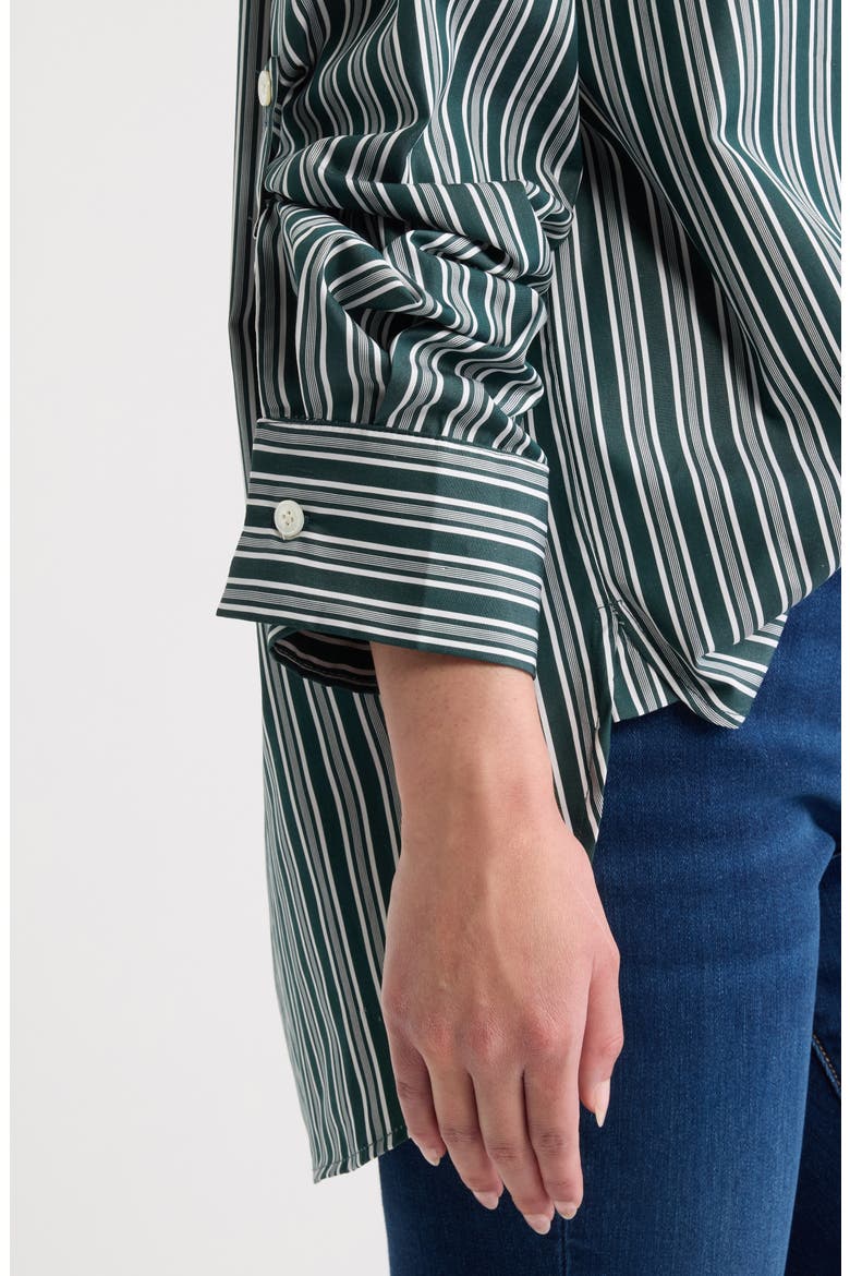 Oversized Striped Cotton Button Shirt, Alternate, color, HUNTER STRIPE