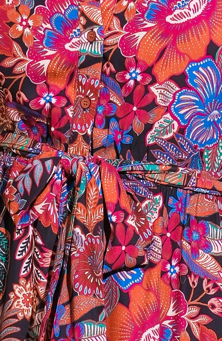 FLYING TOMATO Long Sleeve Babydoll Shirtdress, Alternate, color, Black