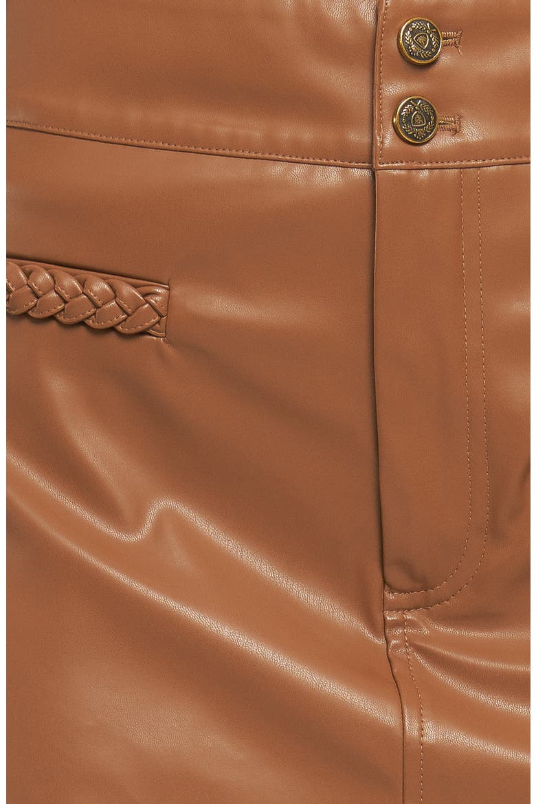 Faux Leather Miniskort, Alternate, color, BROWN