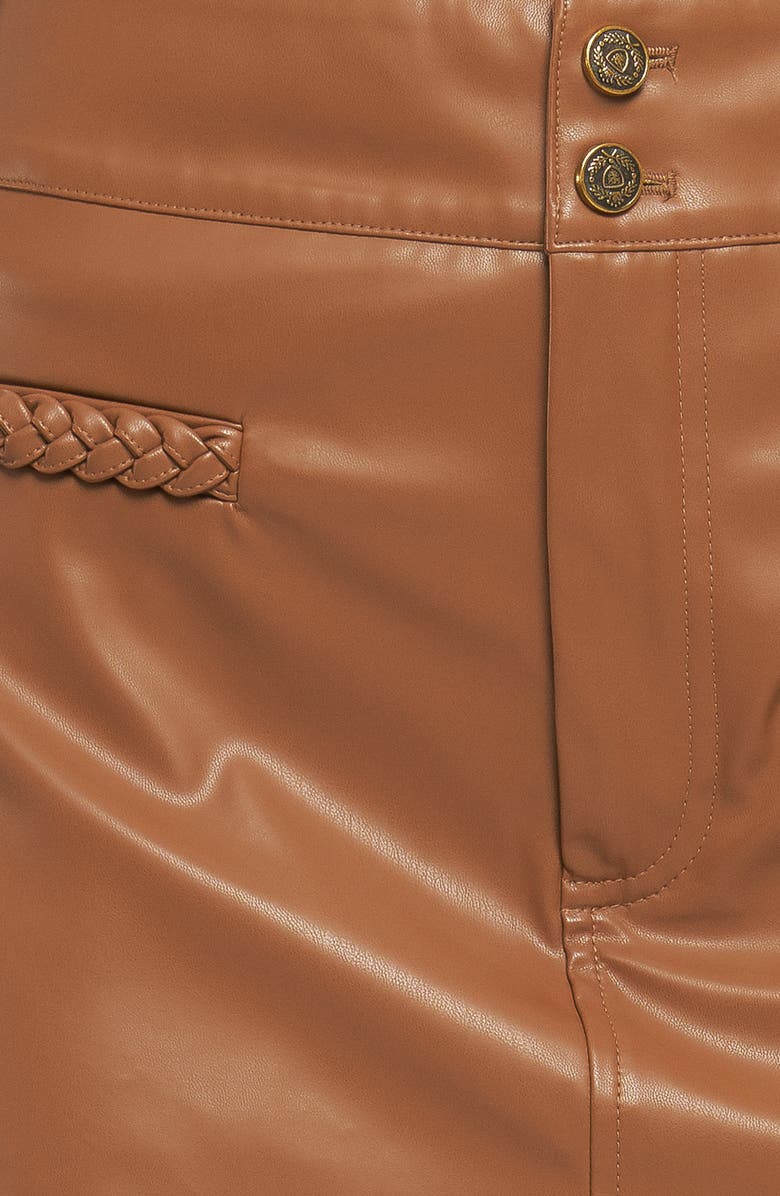 FLYING TOMATO Faux Leather Miniskort, Alternate, color, Brown