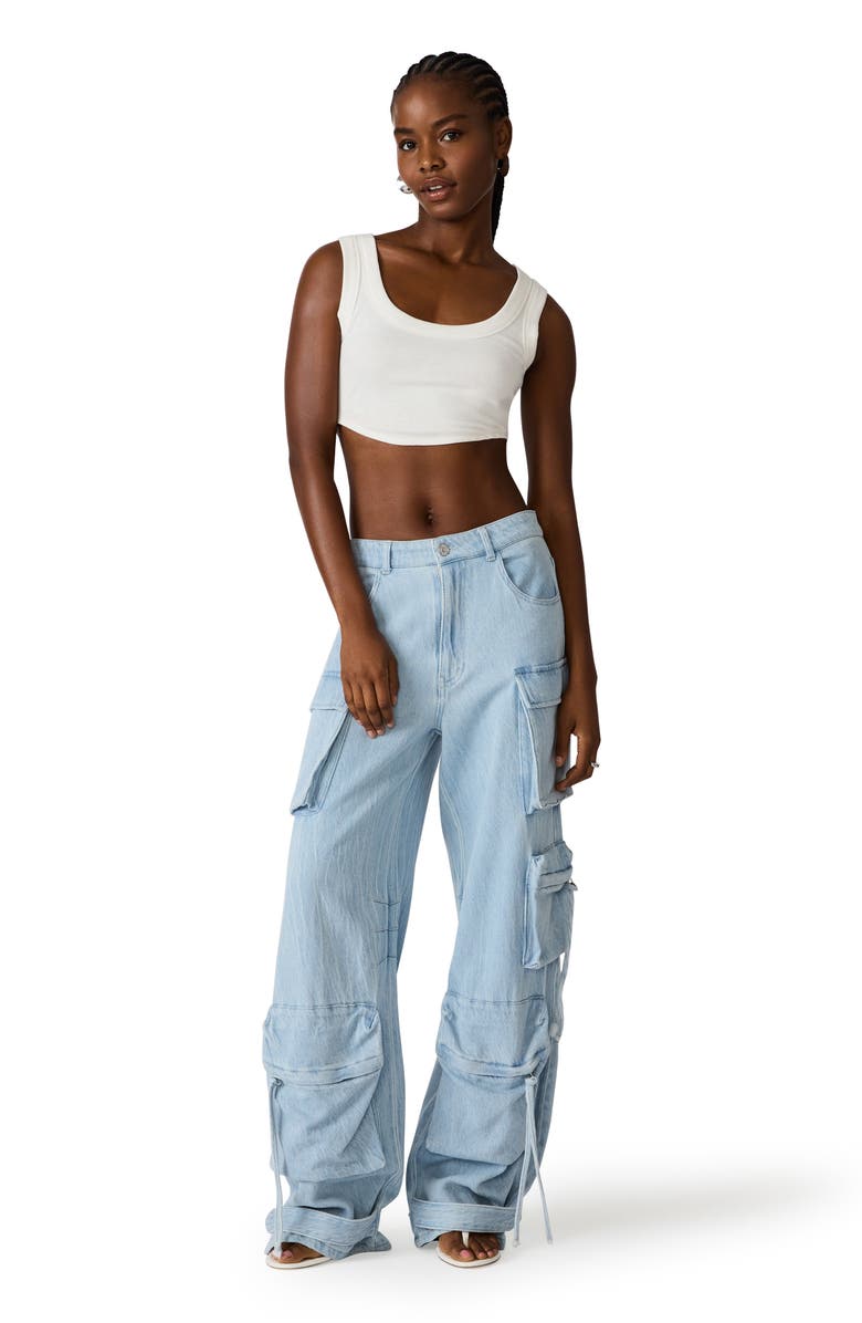 Steve Madden Cargo Jeans, Alternate, color, Faded Blue