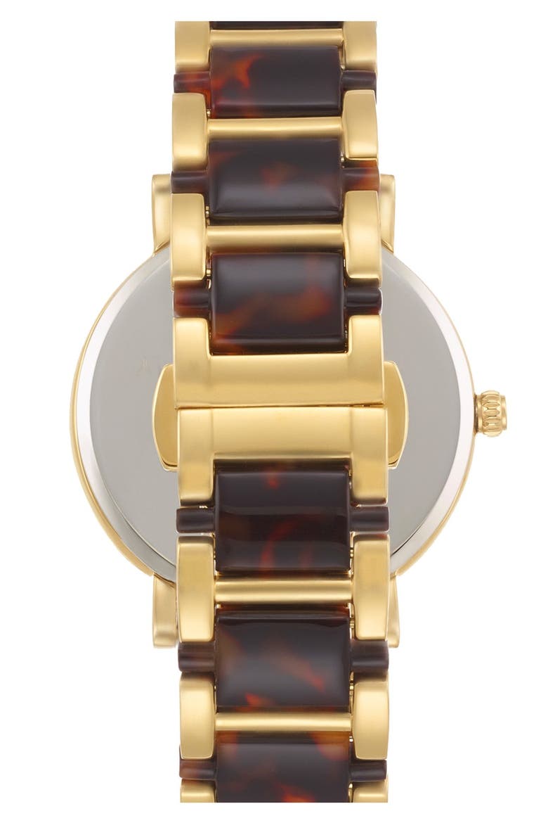 'gramercy' resin link bracelet watch, 38mm, Alternate, color, GOLD/ TORTOISE