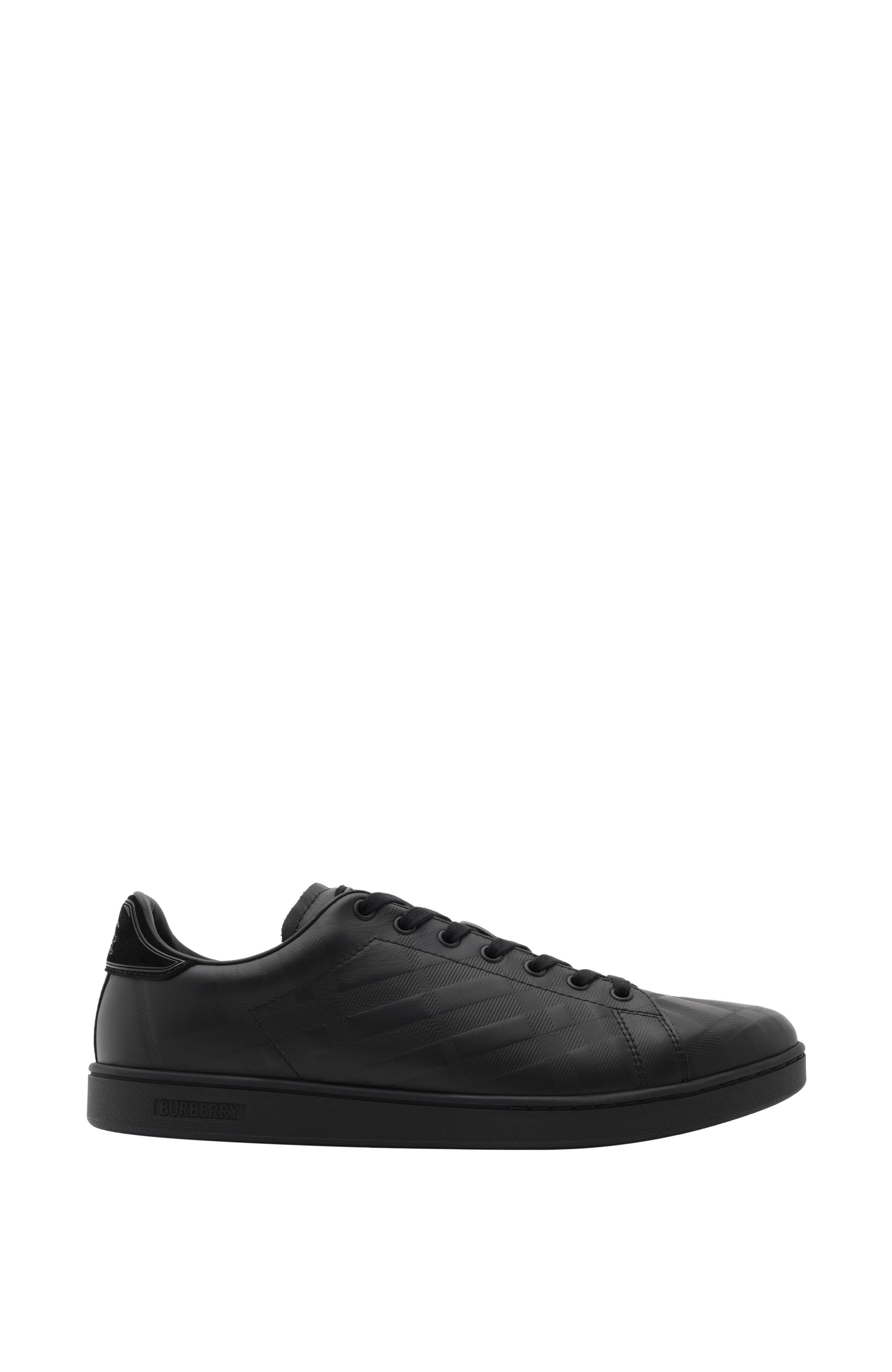 Burberry Embossed Check Leather Set Sneakers, Main, color, Black