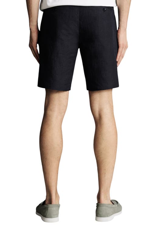 Charles Tyrwhitt Linen Shorts In Black