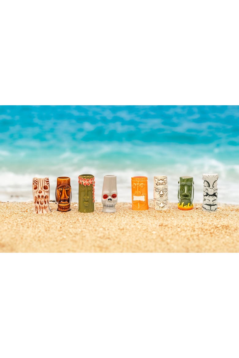 Ceramic Tiki Mugs - Set of 8, Alternate, color, Red