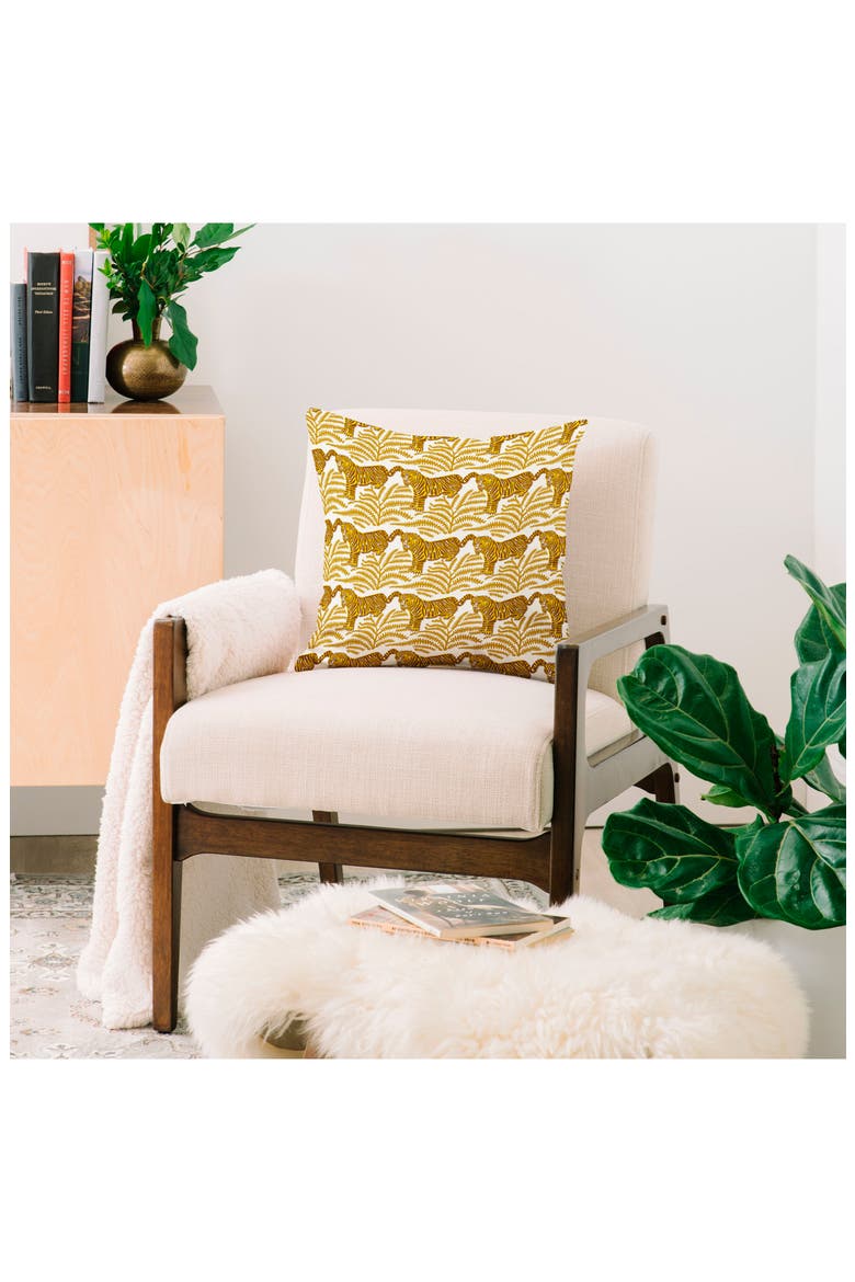 Oasis Tiger Throw Pillow, Alternate, color, GOLD