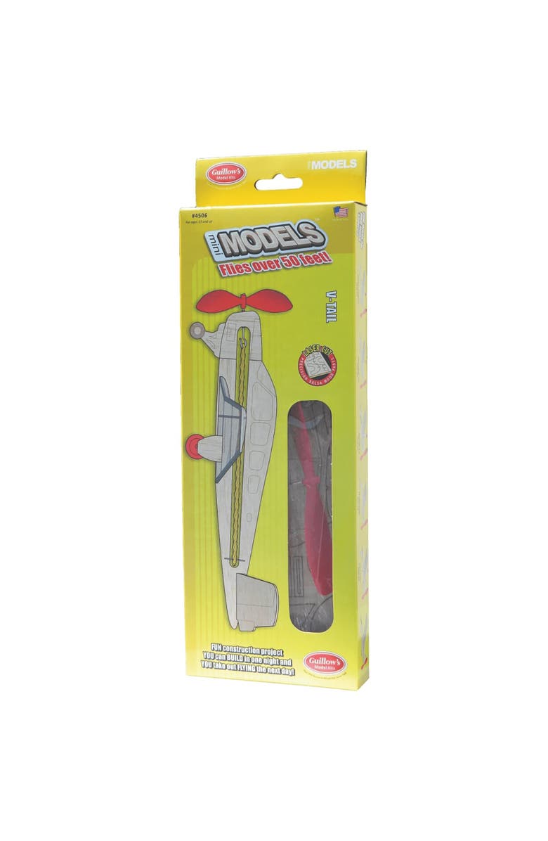 Guillow's Build N Fly Mini Model Kit, V-Tail, Diy Rubber Band Airplane Craft, Main, color, Multicolored