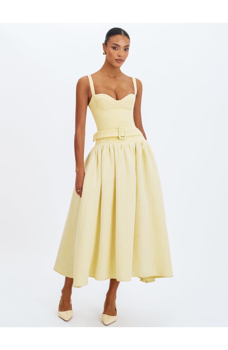 Miss Circle Tiana Sweetheart Belted Midi Dress, Main, color, Yellow