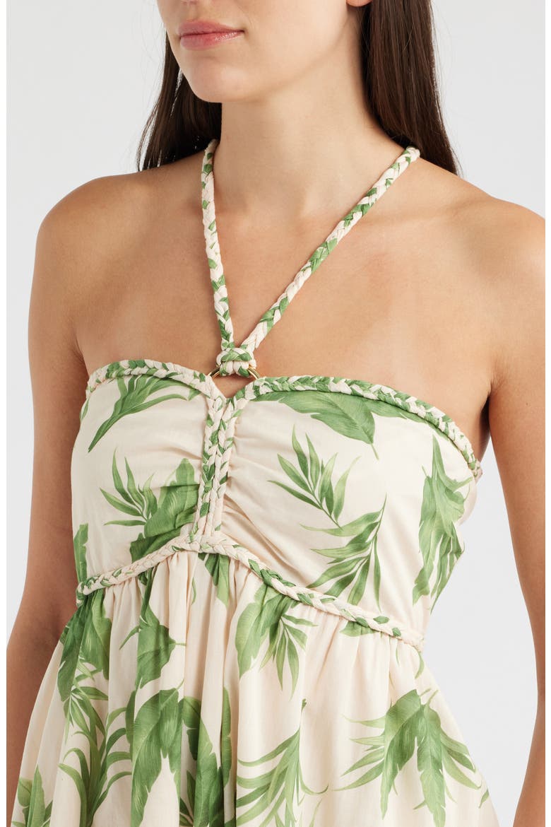 Ruched Halter Neck Cotton Maxi Sundress, Alternate, color, TENDRIL