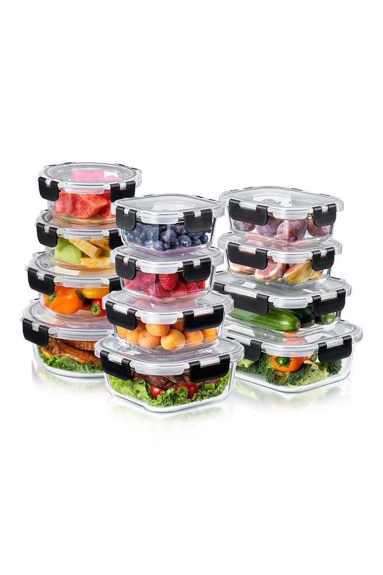 12-Pack Glass Food Prep Storage Containers, Alternate, color, CLEAR