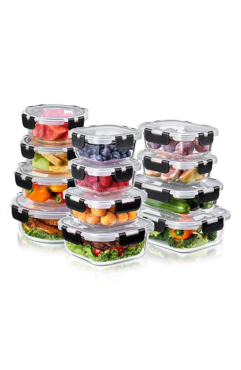 SORBUS 12-Pack Glass Food Prep Storage Containers, Alternate, color, Clear