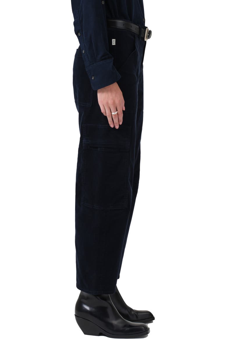 Citizens of Humanity Marcelle Low Rise Barrel Corduroy Cargo Pants, Alternate, color, Navy