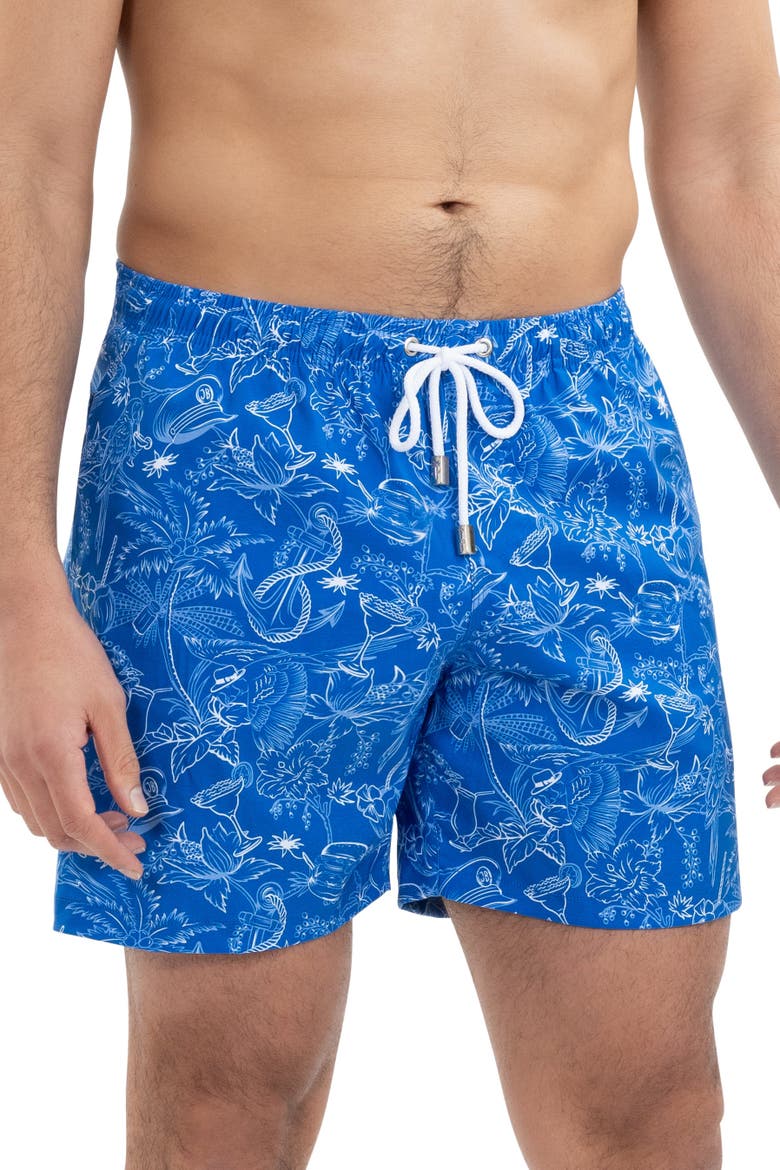 The Margaritaville Ode to Jimmy Swim Trunks, Alternate, color, Blue