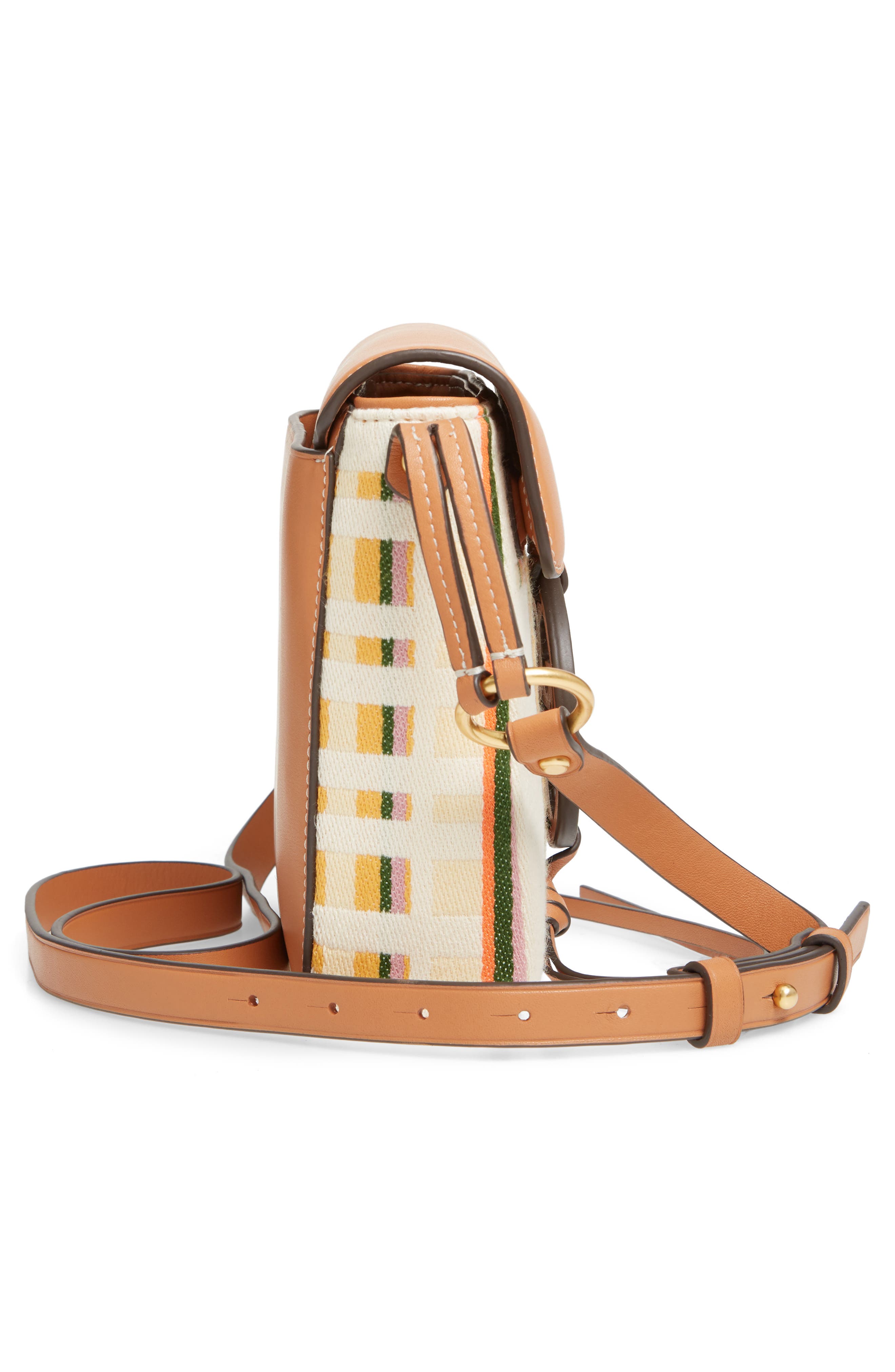 Tory Burch Miller Stripe Crossbody Bag, Alternate, color, Striped Plaid Double Weave