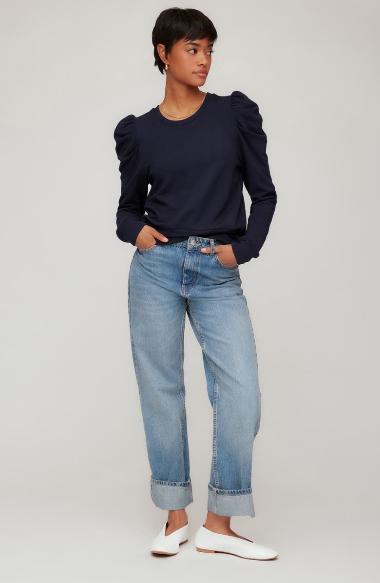 FIFTEEN TWENTY Leila Puff Shoulder Top, Alternate, color, Navy