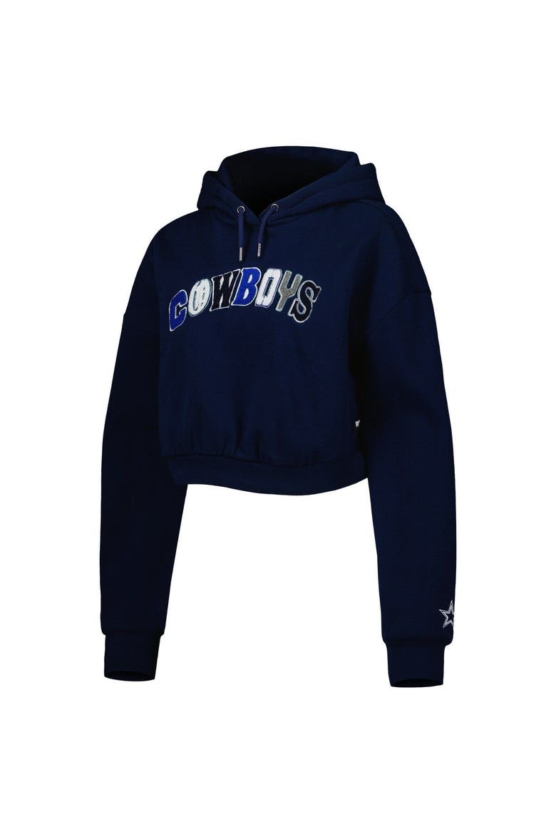 Women's The Wild Collective Navy Dallas Cowboys Cropped Pullover Hoodie, Alternate, color, Navy
