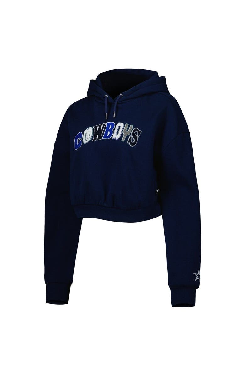 THE WILD COLLECTIVE Women's The Wild Collective Navy Dallas Cowboys Cropped Pullover Hoodie, Alternate, color,