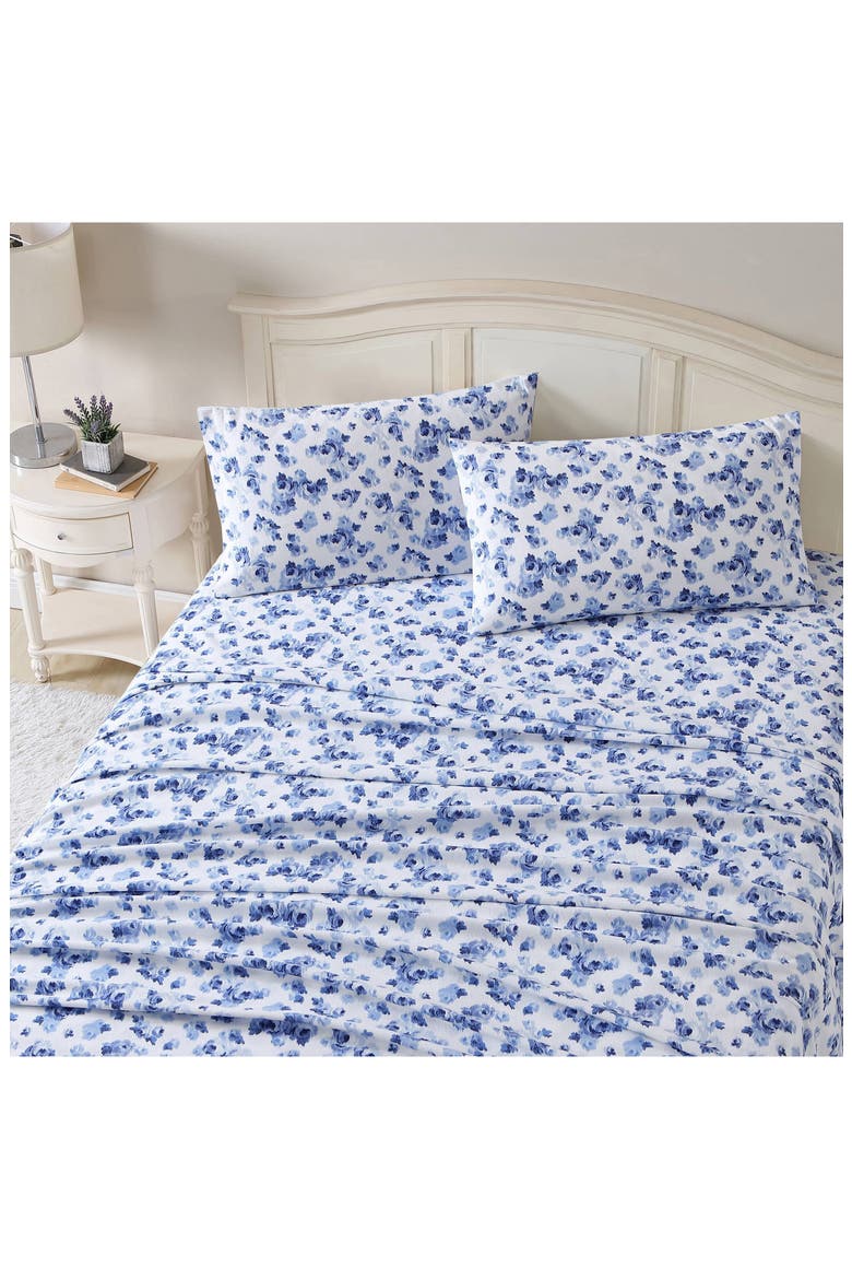 Emelisa Cotton Flannel Sheet Set, Alternate, color, DARK BLUE