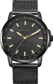Perry Ellis Solar Mesh Strap Bracelet Watch, 41mm