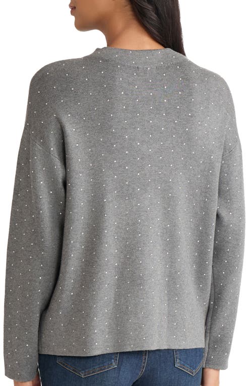 Jones New York Rhinestone Mock Neck Sweater In Gray