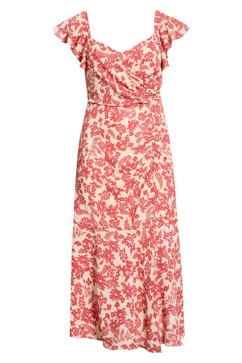 Nadia Ruched Maxi Dress, Alternate, color, WHITE-RED