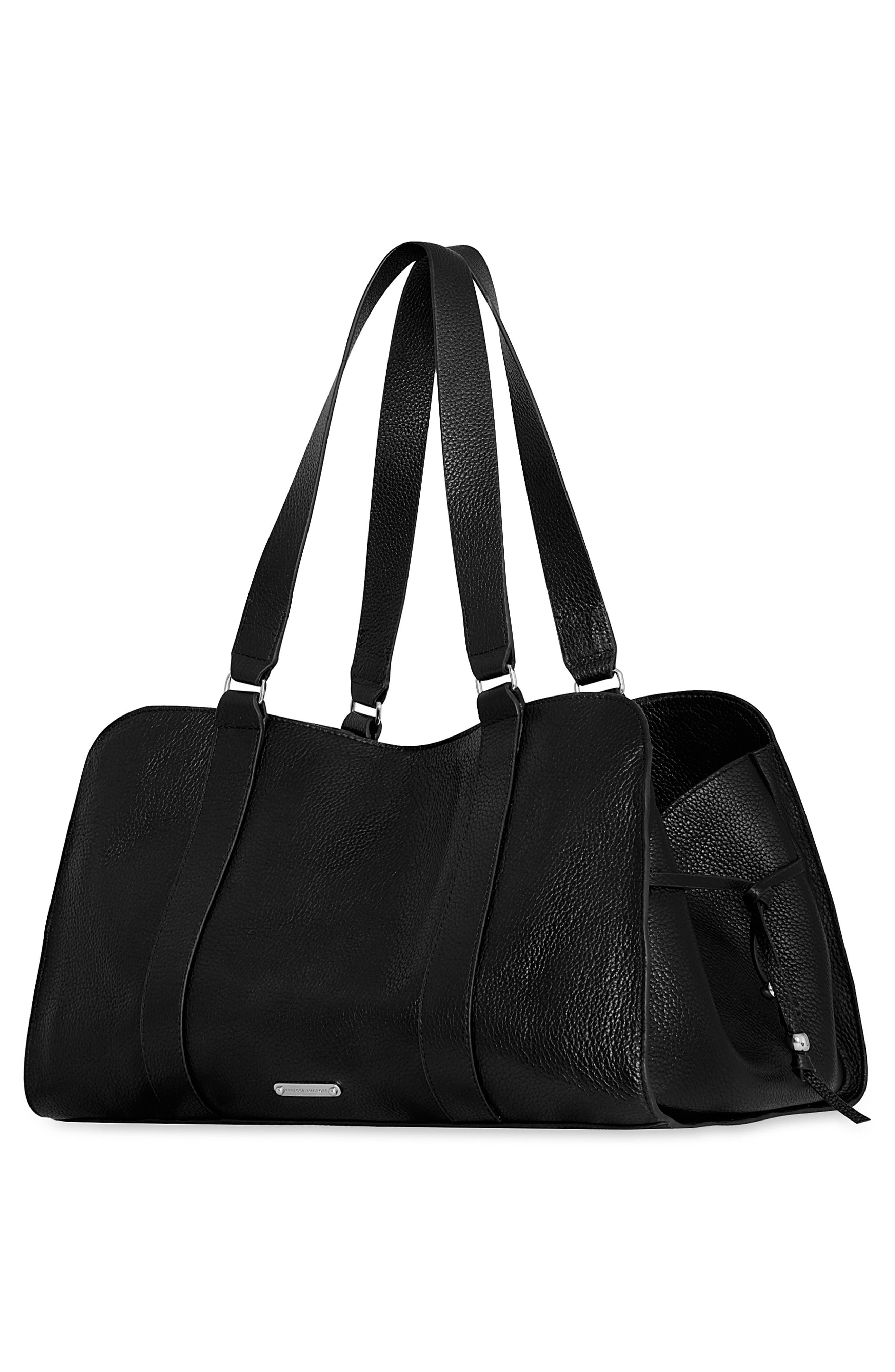 Rebecca Minkoff Cole Studded Leather Satchel, Alternate, color, Black