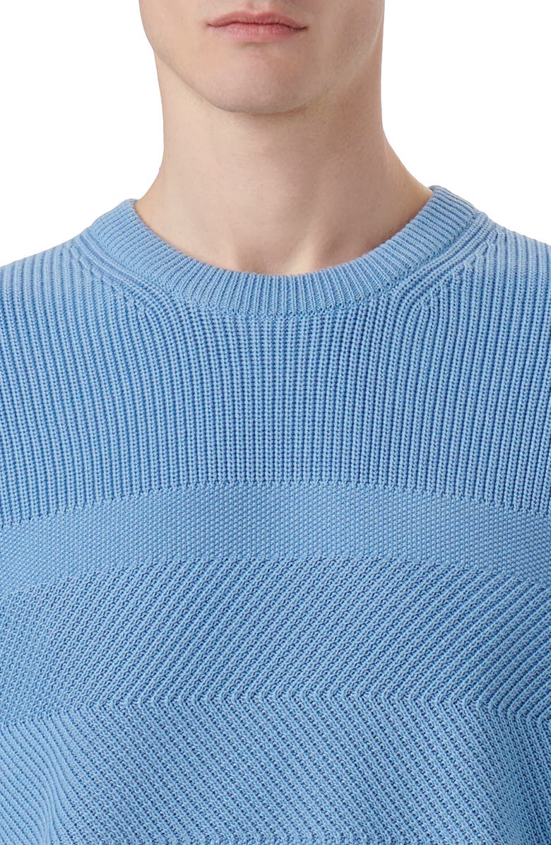 Bugatchi Mixed Stitch Cotton Sweater, Alternate, color, Air Blue